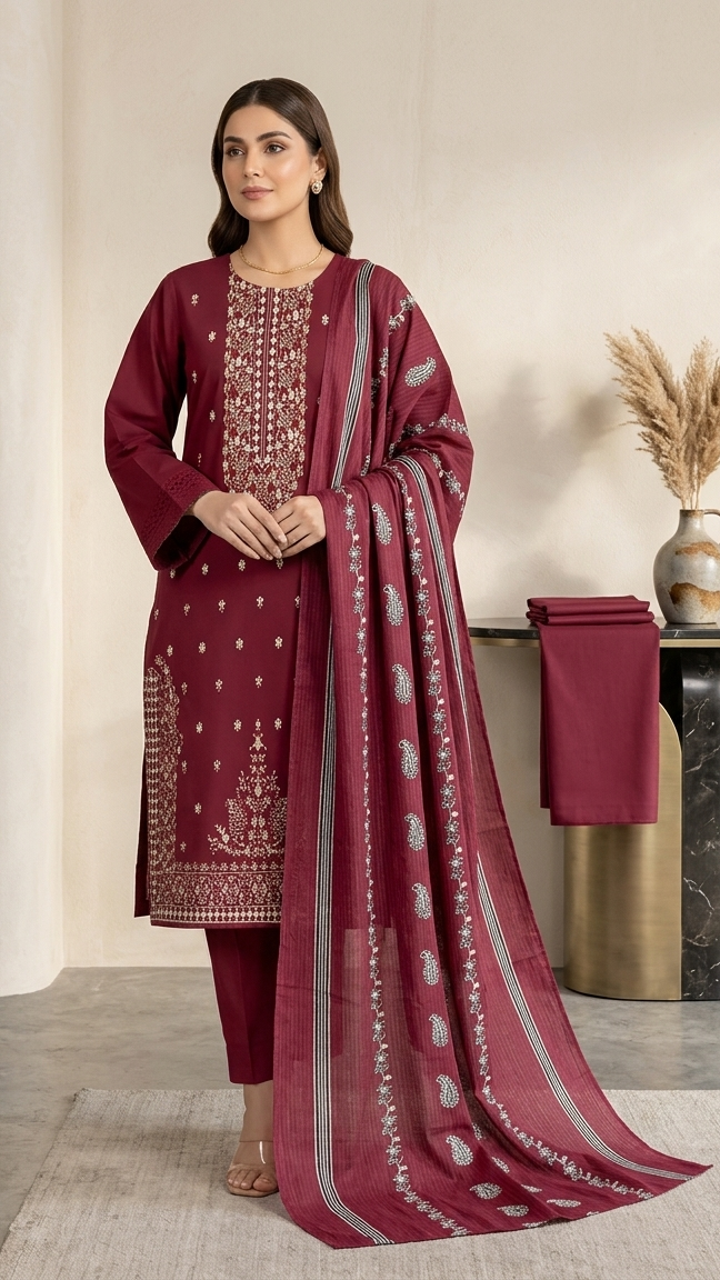 Bana Dora Embroidery Lawn 3pc