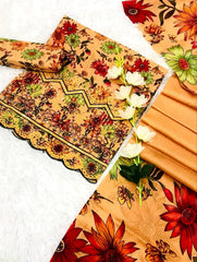 Chikankari with fancy daman 3pc lawn
