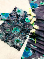 Chikankari with fancy daman 3pc lawn