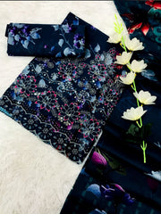 Chikankari with fancy daman 3pc lawn