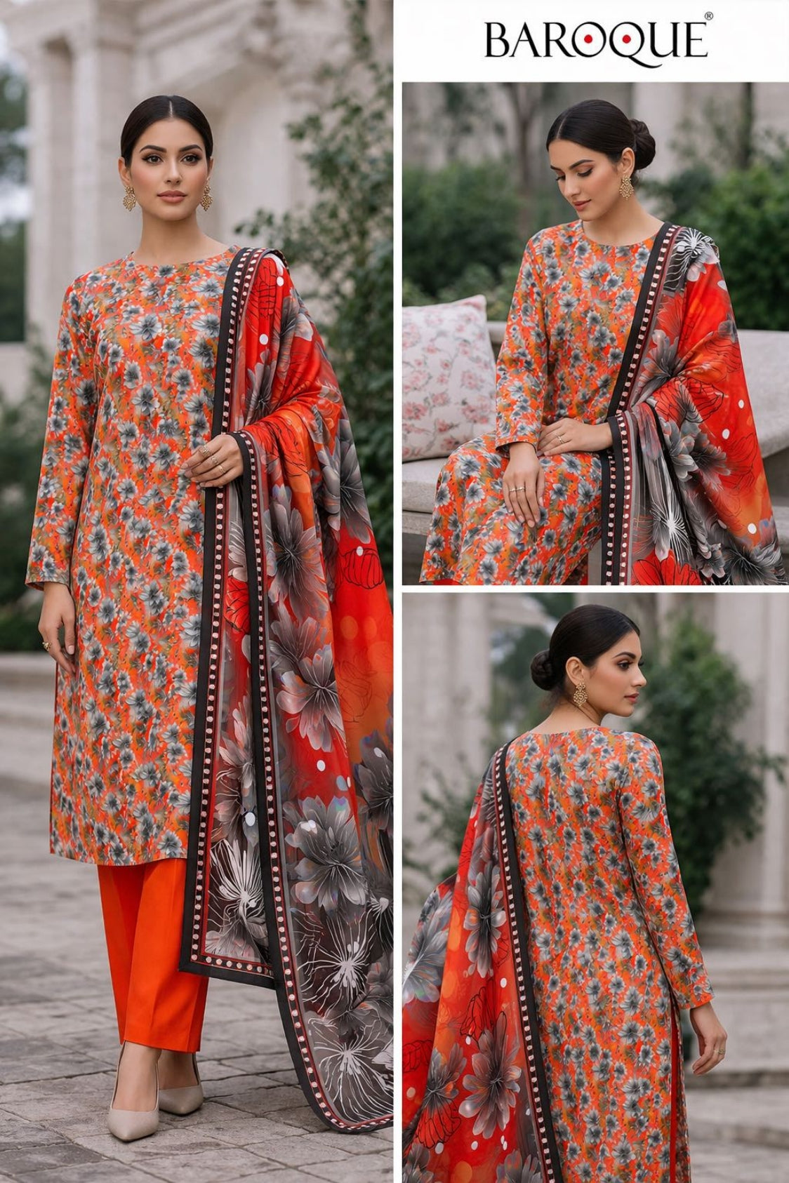 Baroque Printed Lawn 3pc